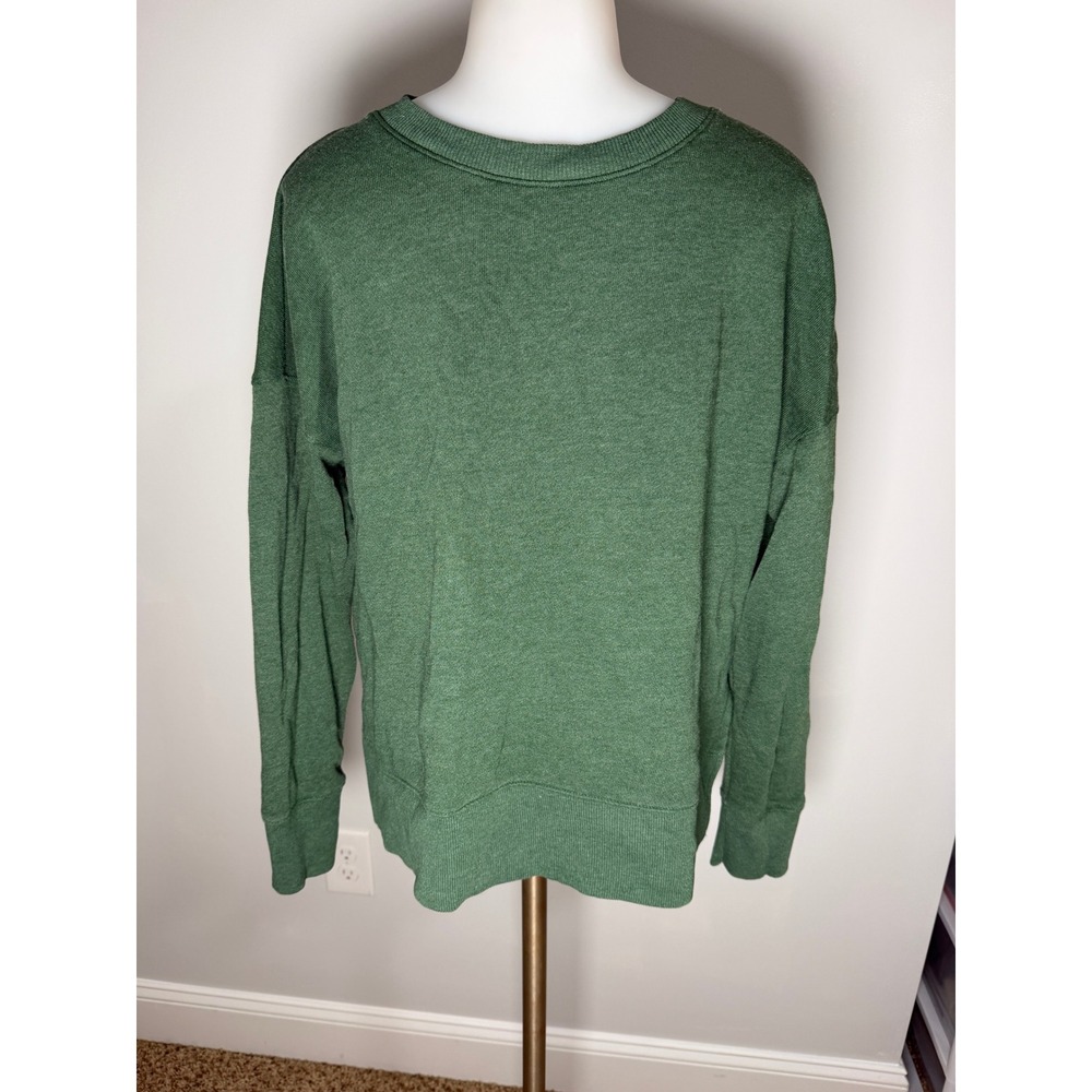 Time and Tru Womens Green Crew Neck Sweatshirt Side Slit Size Medium